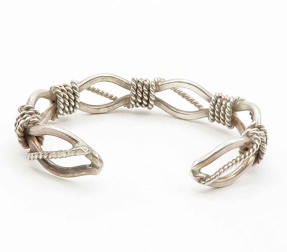MEXICO 925 Sterling Silver  Vintage Rope Twist Wrapped Cuff Bracelet  BT5839