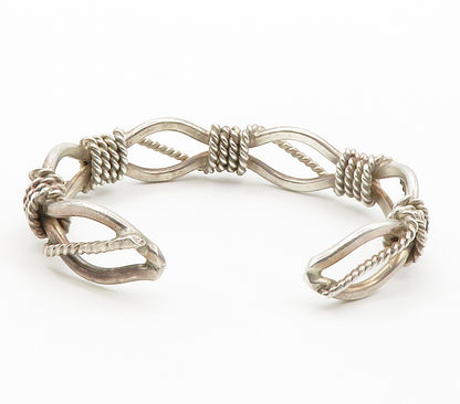 MEXICO 925 Sterling Silver  Vintage Rope Twist Wrapped Cuff Bracelet  BT5839