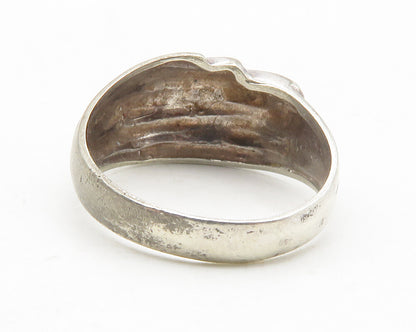 925 Sterling Silver  Vintage Fluted Wrap Design Smooth Band Ring Sz 7  RG11749