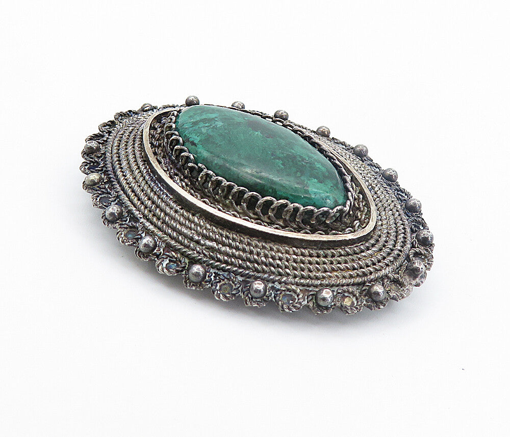 925 Sterling Silver Vintage Eilat Stone Oxidized Twist Brooch Pin BP2957