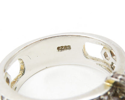 925 Sterling Silver  Sparkling Cubic Zirconia Buckle Band Ring Sz 7  RG11323
