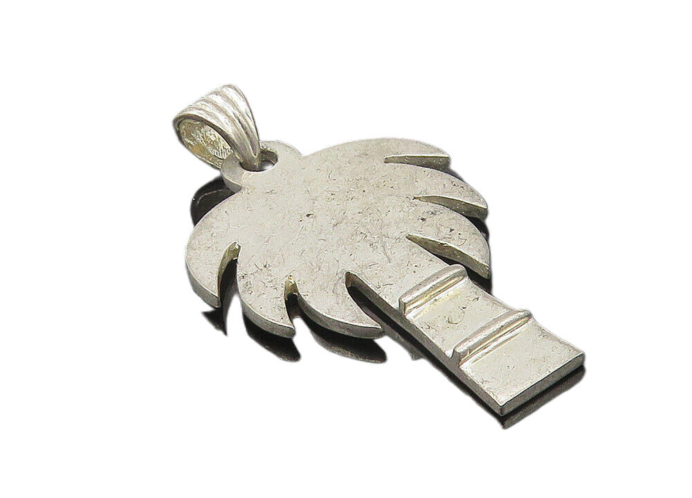 925 Sterling Silver  Vintage Palm Tree Motif Smooth Drop Pendant  PT9242