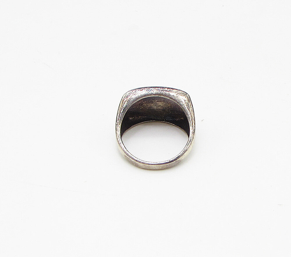 925 Sterling Silver  Vintage Dark Tone Concave Band Ring Sz 6.5  RG3374