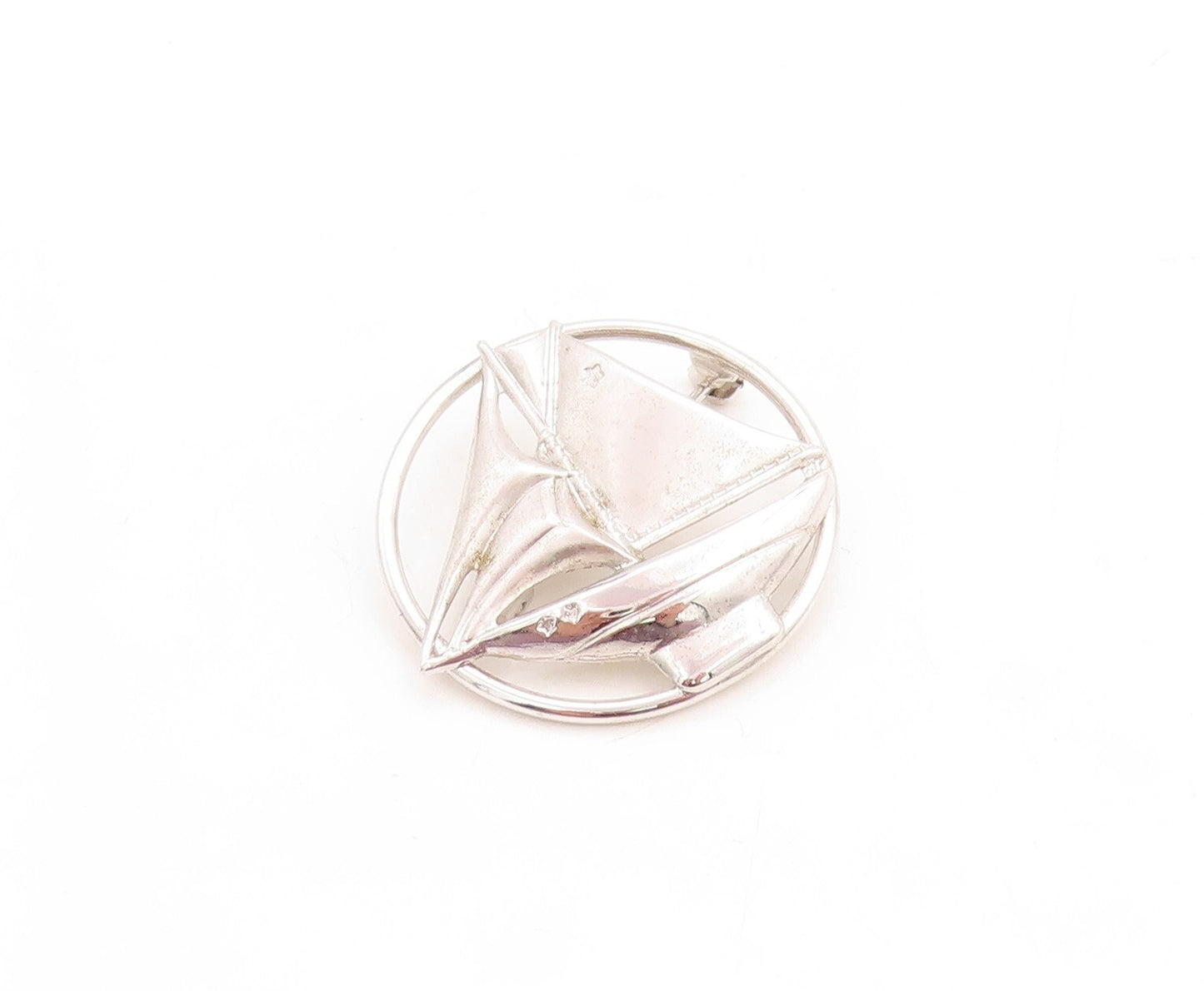 925 Sterling Silver Vintage Brooch Pin Designer Cutout Boat  BP11447