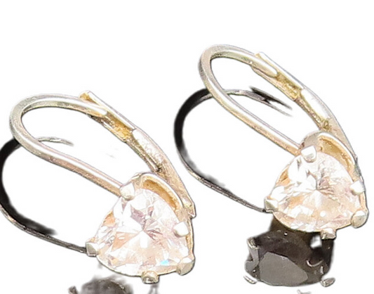 925 Silver  Vintage Dainty Cubic Zirconia Love Heart Drop Earrings  EG11920