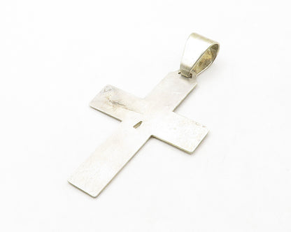 925 Sterling Silver  Vintage Shiny Etched JAH Religious Cross Pendant  PT10335