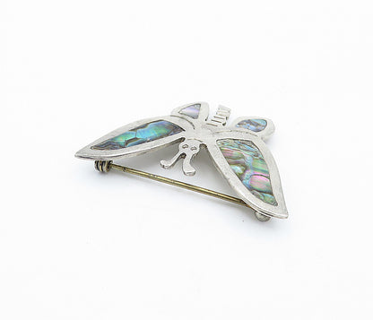 MEXICO 925 Sterling Silver  Vintage Abalone Shell Butterfly Brooch Pin  BP1335