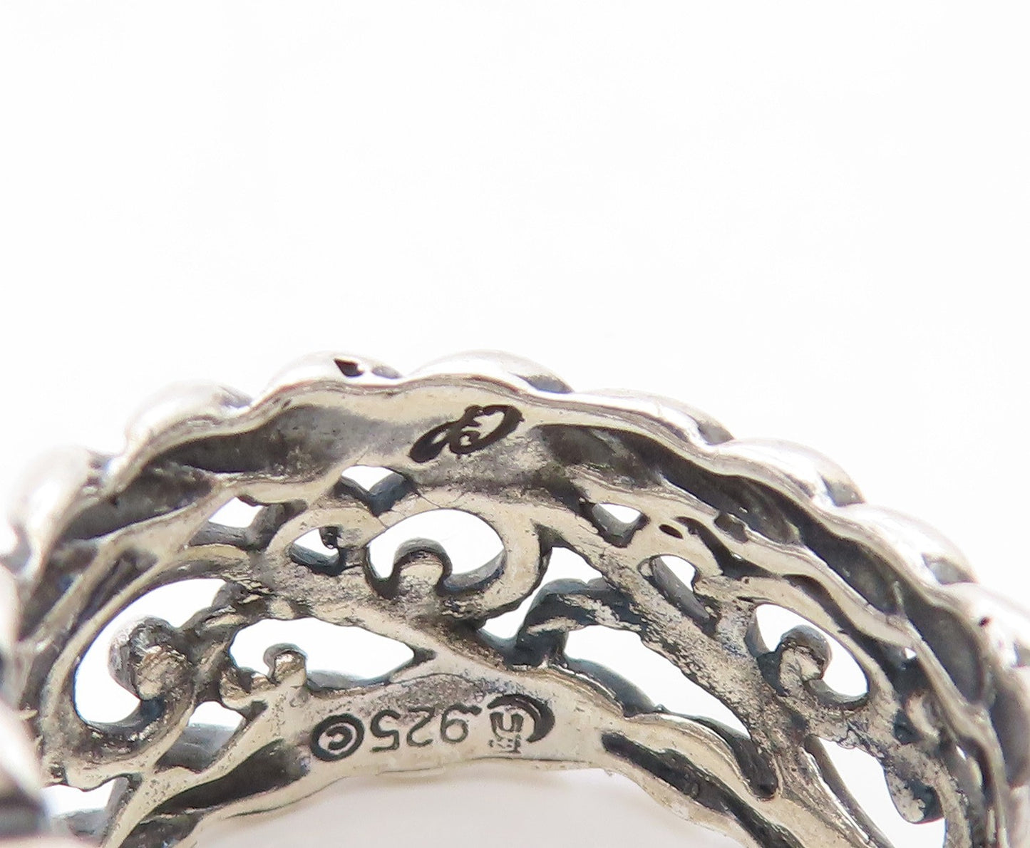 925 Sterling Silver Vintage Ring CAROLYN POLLACK Open Scroll Band  Sz 7  RG34687