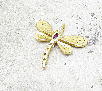 Gold Over 925 Silver  Gemstones & Genuine Diamonds Firefly Pendant  PT1246