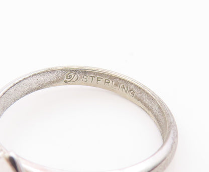 925 Sterling Silver Vintage Ring Minimalist Double Love Heart  Sz 5.5  RG35581