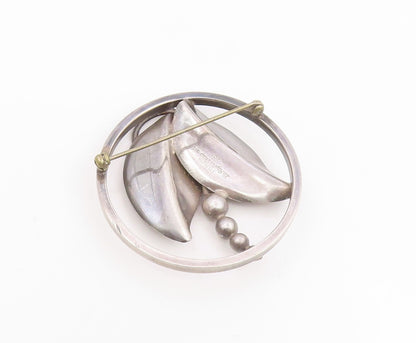 925 Sterling Silver Vintage Brooch Pin LA PAGLIA Classic Leaf & Berries  BP12396