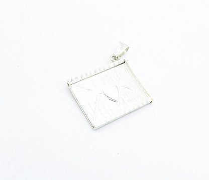 925 Sterling Silver  Vintage Diamond Cut Post Card Pendant (OPENS)  PT4676