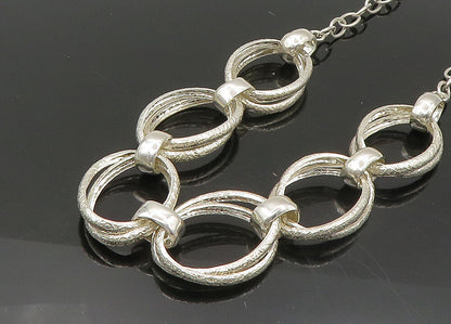 925 Sterling Silver  Vintage Shiny Open Oval Link Chain Necklace  NE3731