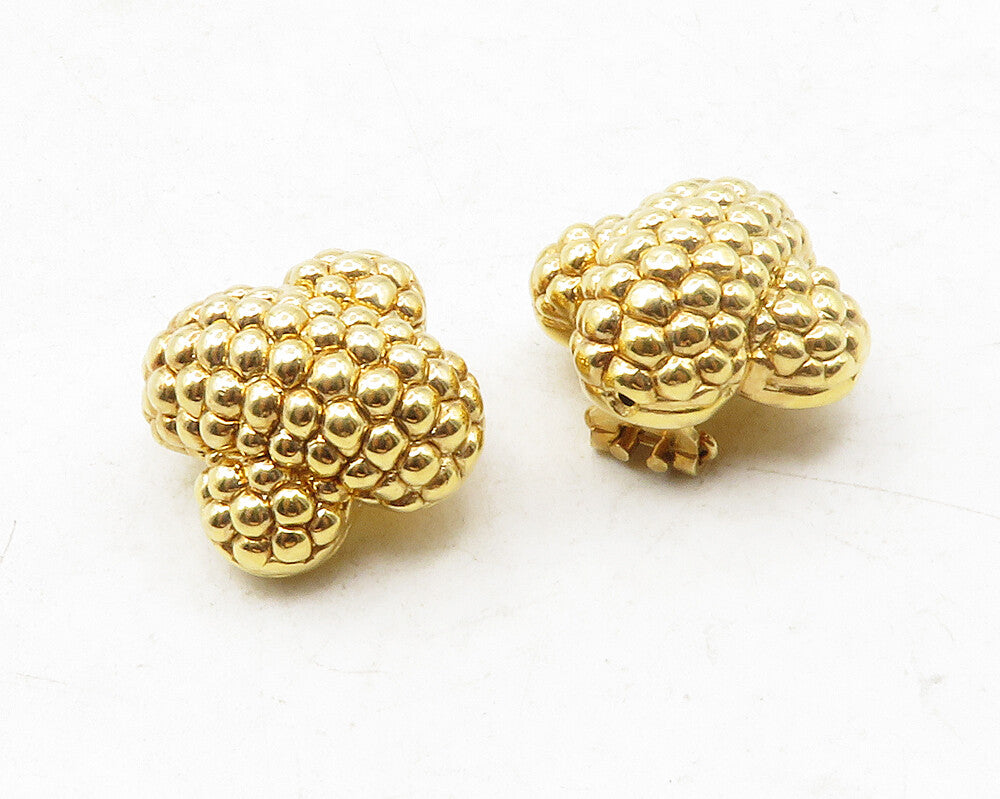 925 Sterling Silver  Shiny Gold Plated Bubble X Non Pierce Earrings  EG6342