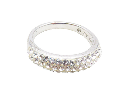 925 Sterling Silver  Sparkling Cubic Zirconia Dome Band Ring Sz 7  RG9835