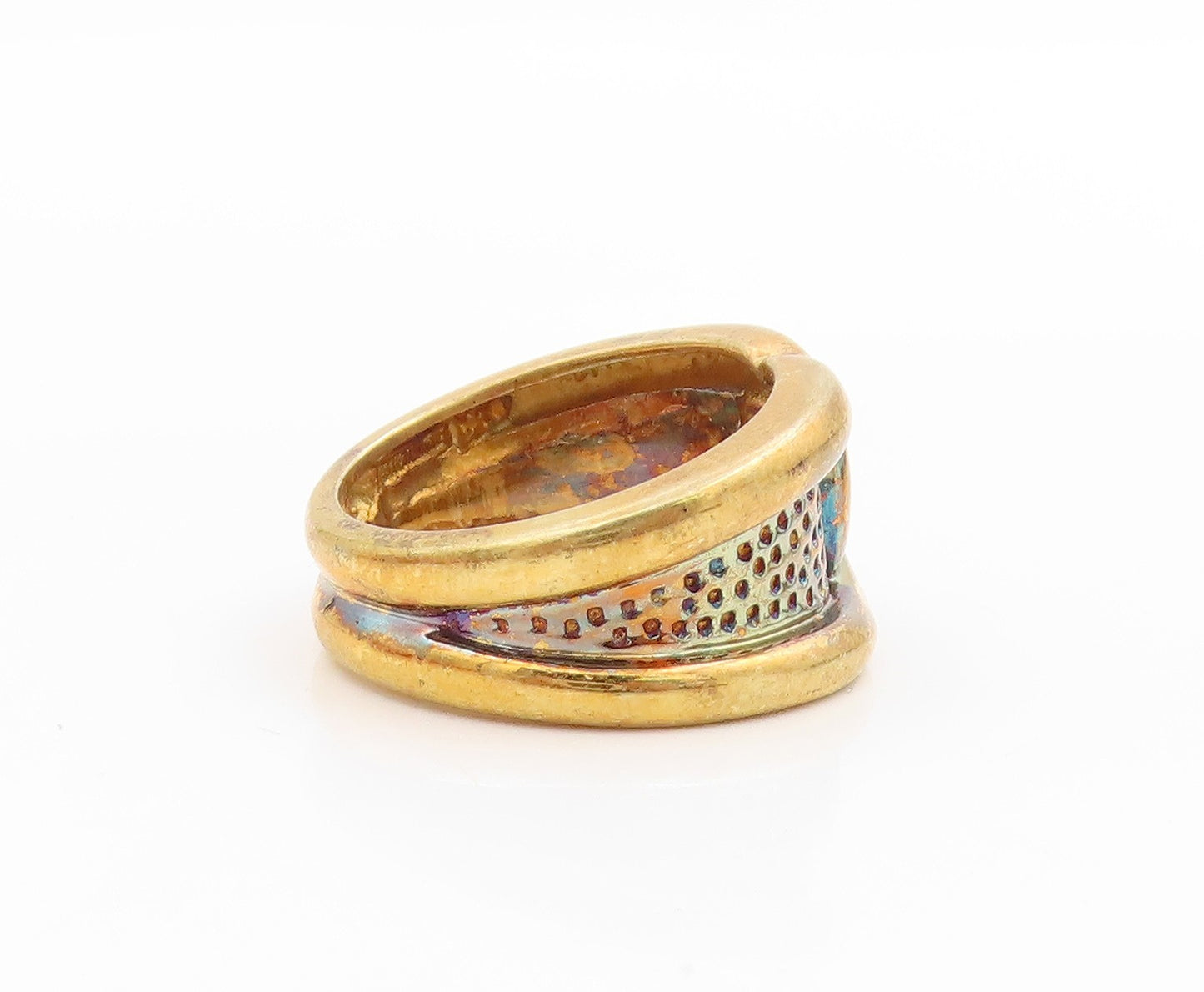 925 Sterling Silver Vintage Ring Gold Plated Intertwined Wide Band Sz 6 RG34116