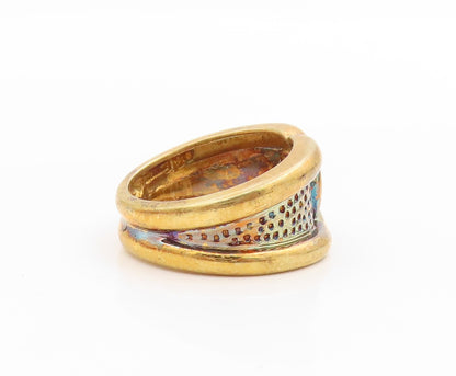 925 Sterling Silver Vintage Ring Gold Plated Intertwined Wide Band Sz 6 RG34116