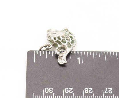 925 Sterling Silver Vintage Pendant Solid Cutout Hungry Fish Charm  PT22453