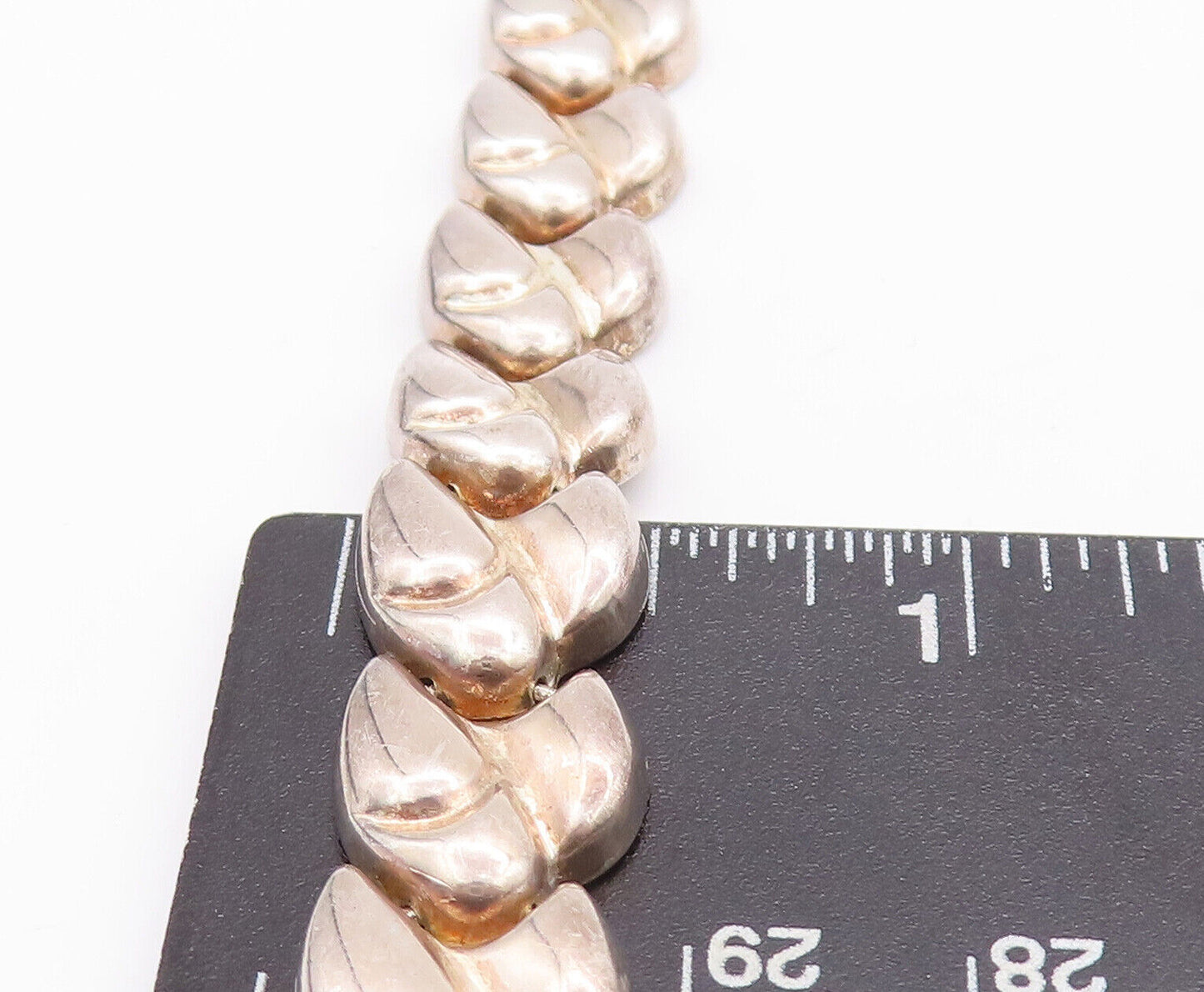 925 Sterling Silver Vintage Bracelet Brutalist Carved Puffed Design  BT10644