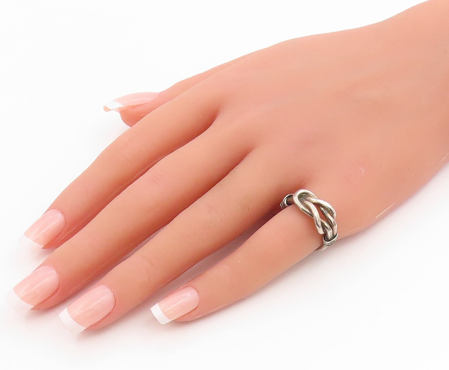 925 Sterling Silver Vintage Ring Modernist Braided Knot Band  Sz 4.5  RG35579