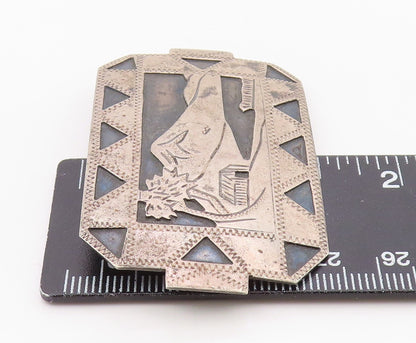 925 Sterling Silver Vintage Brooch Pin GUATEMALA Mountain Serenity  BP12537