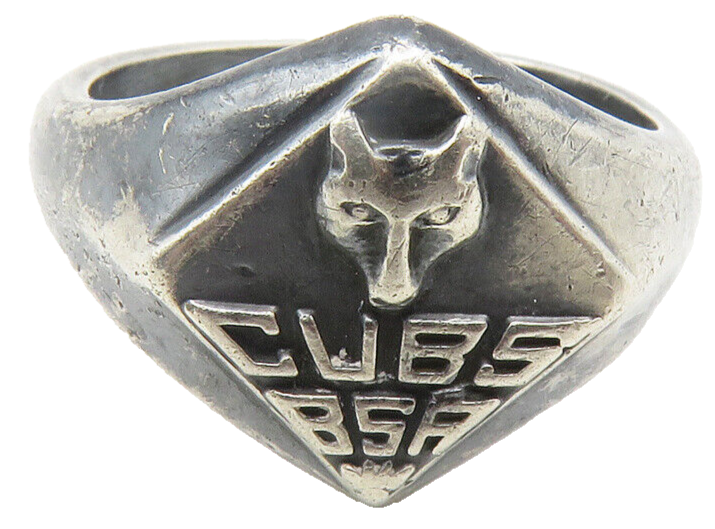 925 Sterling Silver  Vintage Antique Boy Scouts Cubs Band Ring Sz 5  RG11695