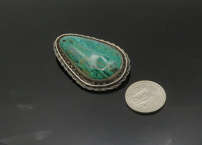 ISRAEL 925 Sterling Silver  Vintage Eilat Stone Twist Border Brooch Pin BP8072