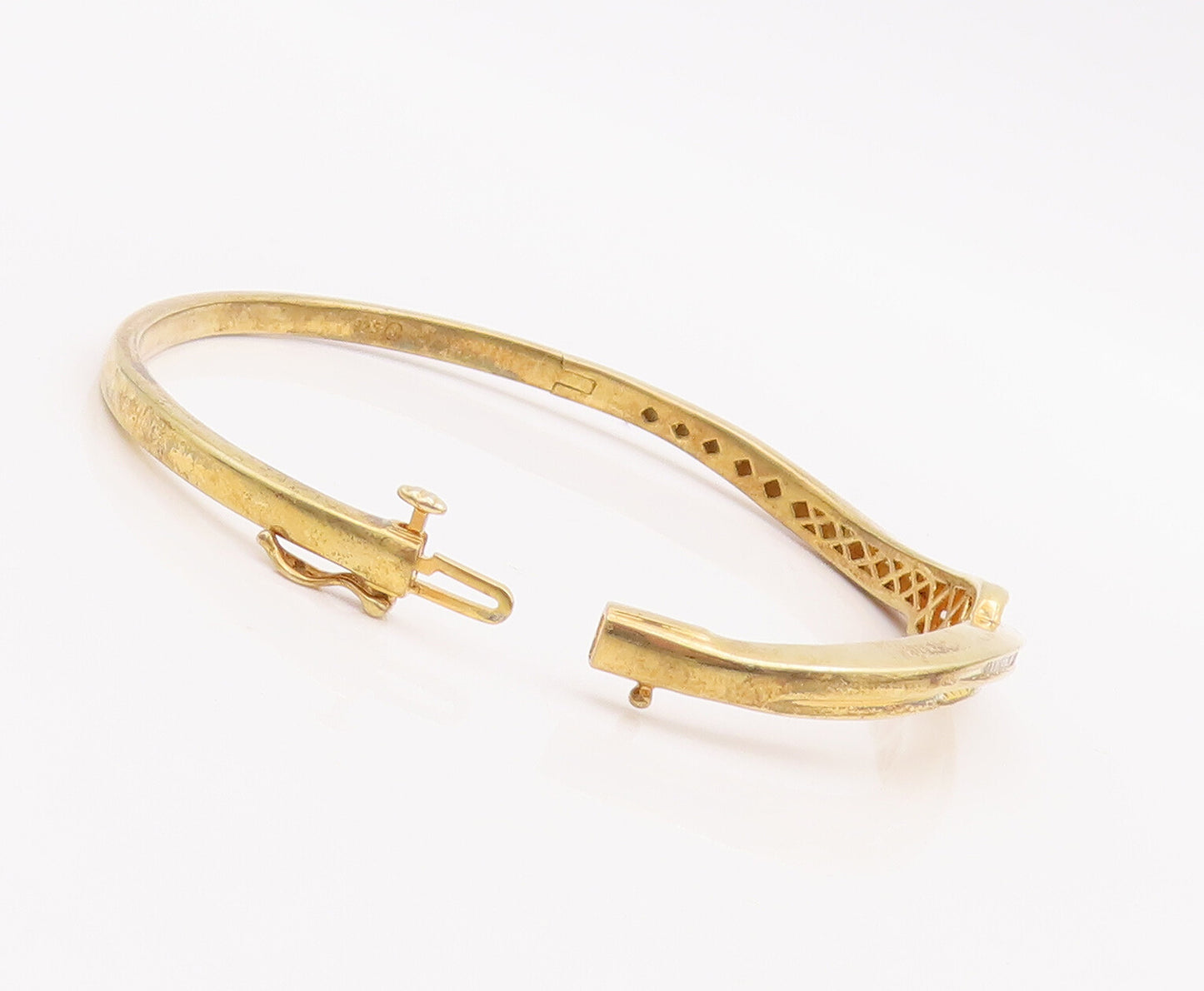 925 Sterling Silver Vintage Bracelet Gold Plated Real Diamonds Inlay  BT10606