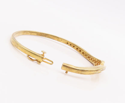 925 Sterling Silver Vintage Bracelet Gold Plated Real Diamonds Inlay  BT10606