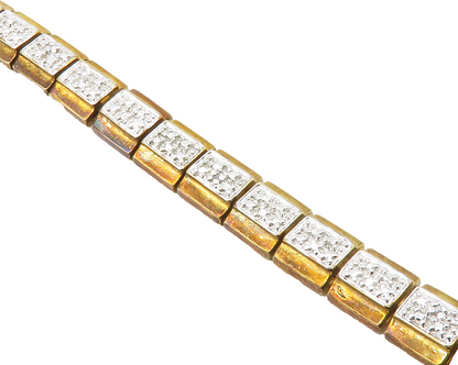 ROSS SIMON 925 Silver  Genuine Diamonds Two Tone Hinge Chain Bracelet  BT5044