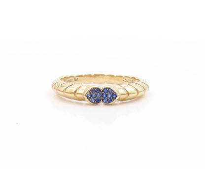 925 Sterling Silver Vintage Ring Gold Plated Sapphire Cluster  Sz 9  RG33723