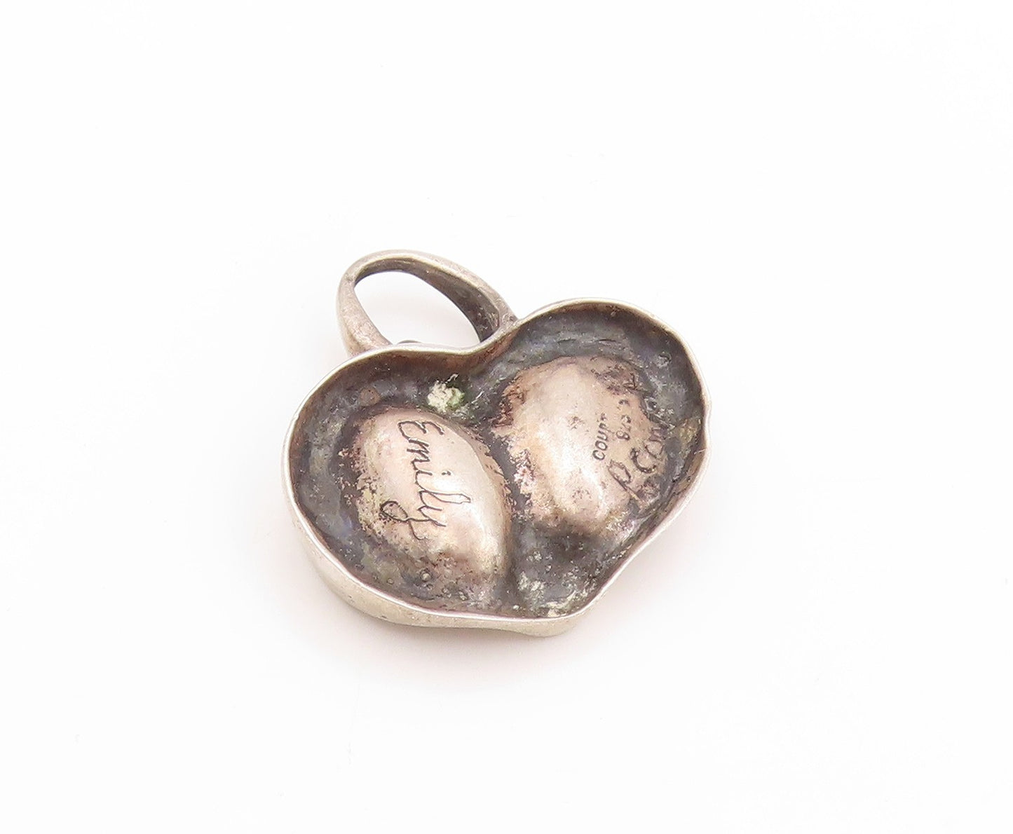 925 Sterling Silver Vintage Pendant Brutalist Wave Carved Oval Design  PT24181