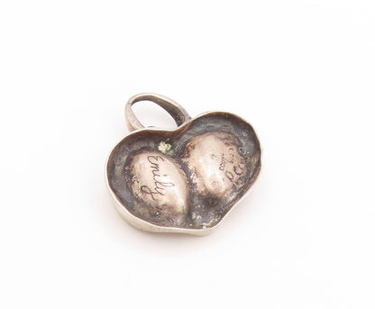925 Sterling Silver Vintage Pendant Brutalist Wave Carved Oval Design  PT24181