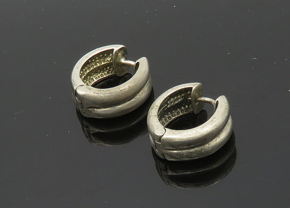 925 Sterling Silver  Vintage Shiny Petite Round Hinge Hoop Earrings  EG9961