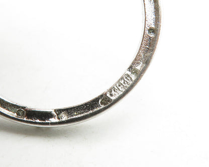 925 Sterling Silver  Genuine Diamonds Shiny Open Circle Pendant  PT10371