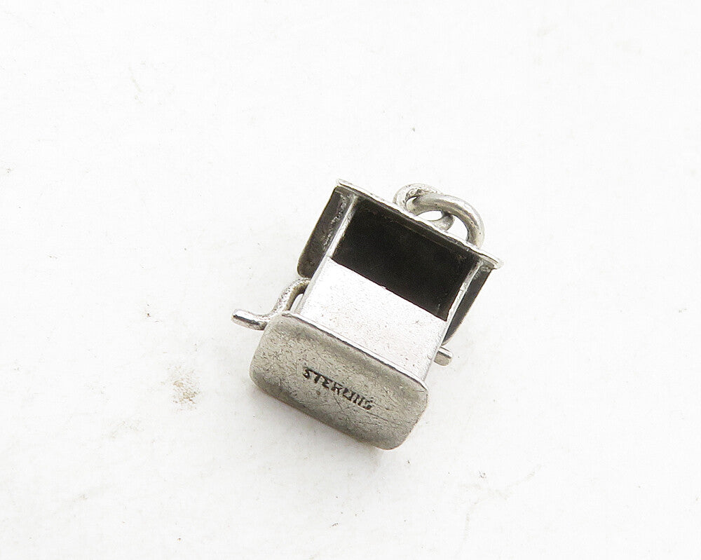 925 Sterling Silver  Vintage Petite Dark Tone Water Well Motif Pendant  PT6845