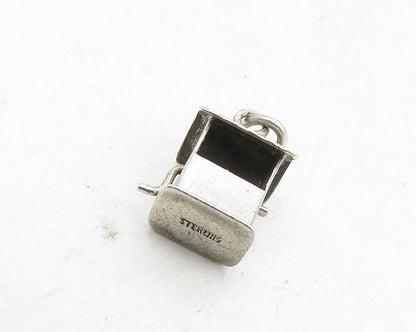 925 Sterling Silver  Vintage Petite Dark Tone Water Well Motif Pendant  PT6845