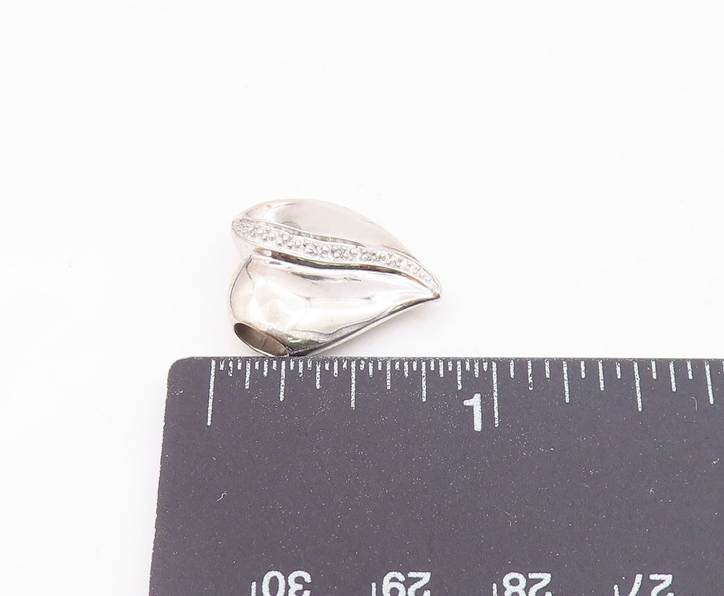925 Sterling Silver  Vintage Genuine Diamonds Love Heart Pendant  PT18203