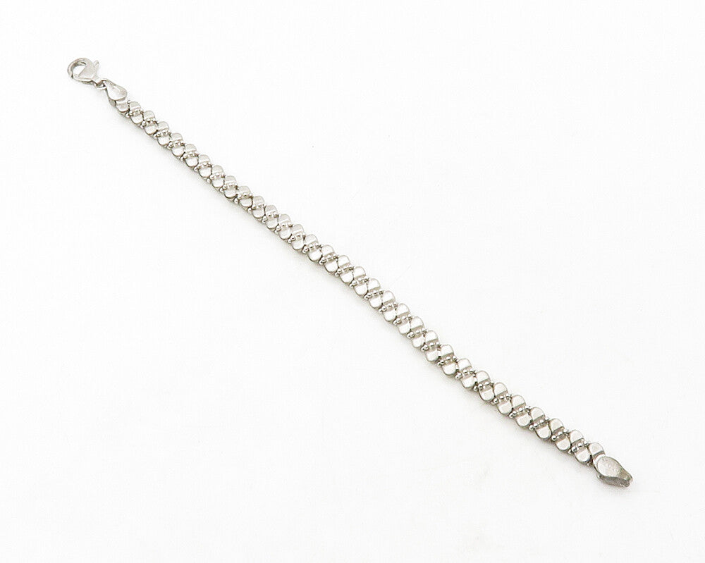 925 Sterling Silver  Vintage Dark Tone Swirl Beaded Chain Bracelet  BT4946