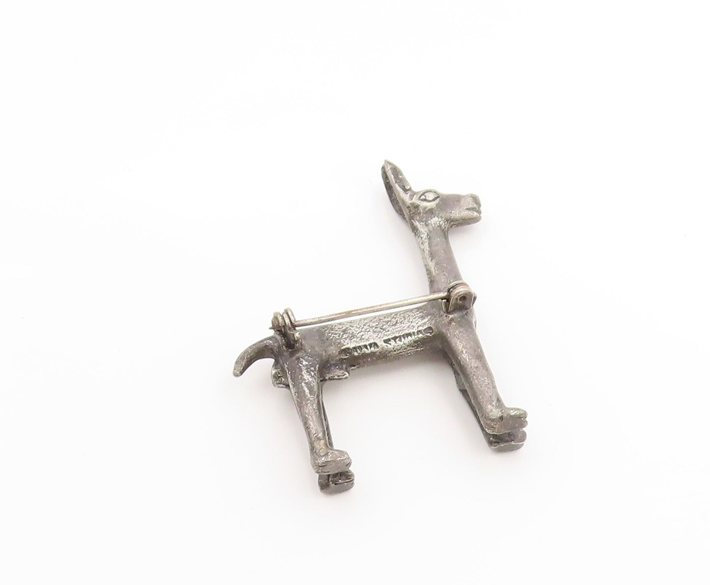 925 Sterling Silver Vintage Brooch Pin Miniature Llama Figurine Charm  BP12267