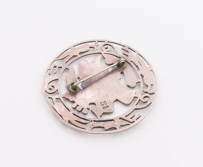925 Sterling Silver  Vintage Bird Warrior Etched Detail Brooch Pin  BP5718