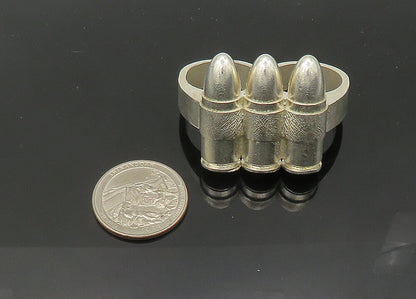 925 Sterling Silver Vintage Heavy Large Bullets 2 Finger Band Ring Sz 10 RG21344