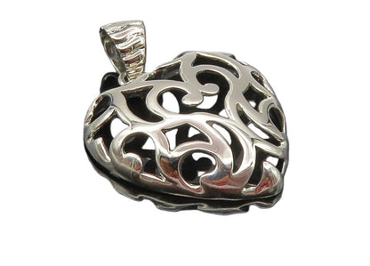 925 Sterling Silver  Shiny Polished Cutout Love Heart Dome Pendant  PT7380