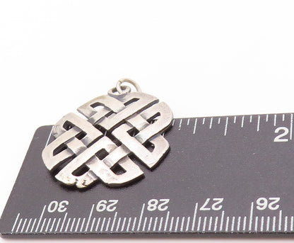 925 Sterling Silver Vintage Pendant Cutout Circle Of Celtic Knots PT24179