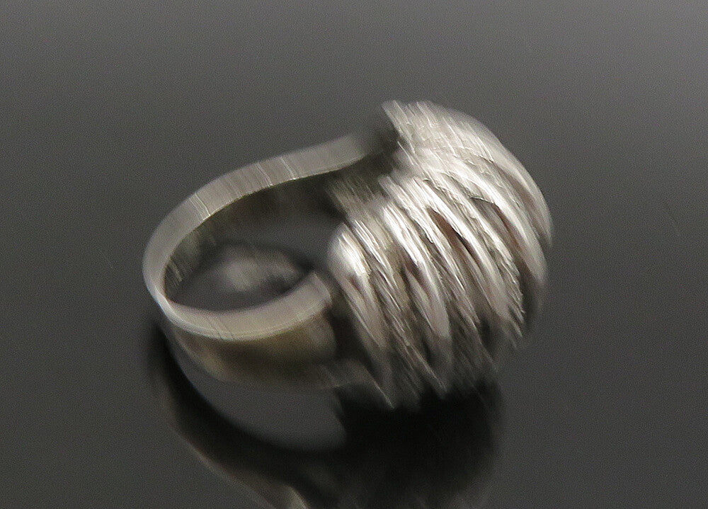 925 Sterling Silver  Vintage Shiny Fluted Twist Dome Band Ring Sz 9  RG22780