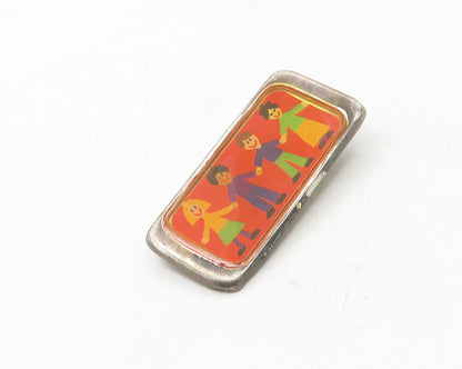 EFS MEXICO 925 Silver  Vintage People Holding Hands Art Brooch Pin  BP4014