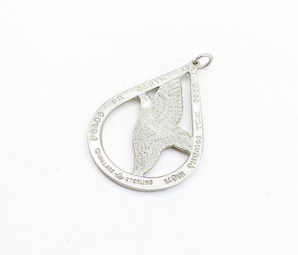 WALLACE 925 Sterling Silver  Vintage Peace On Earth Flying Bird Pendant PT4500