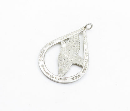 WALLACE 925 Sterling Silver  Vintage Peace On Earth Flying Bird Pendant PT4500