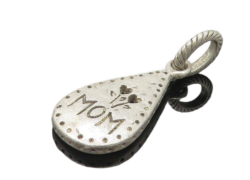 925 Sterling Silver  Vintage Mom Love Flowers Tear Drop Pendant  PT8931