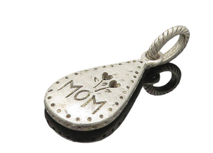 925 Sterling Silver  Vintage Mom Love Flowers Tear Drop Pendant  PT8931